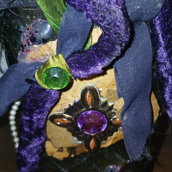 Apothecary Halloween bottle, altered art potion bottles, mixed media apothecary - Picture 4 of 9